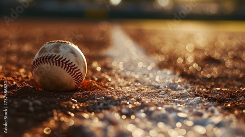 Sunset Glow on Baseball on Field - A Serene Sports Moment