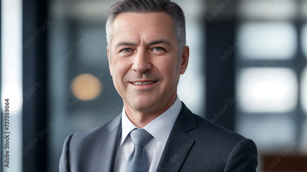 A handsome businessman in a suit smiles confidently in a corporate office, looking like a successful executive and a professional model. He stands in a vertical pose, ready to work A handsome businessman in a suit smiles confidently in a corporate office, looking like a successful executive and a professional model. He stands in a vertical pose, ready to work