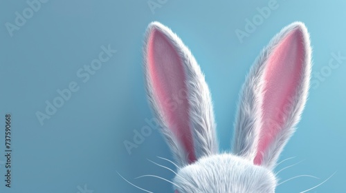 Happy Easter day rabbit on blue background in 3D in high definition and quality. concept illustration 3d