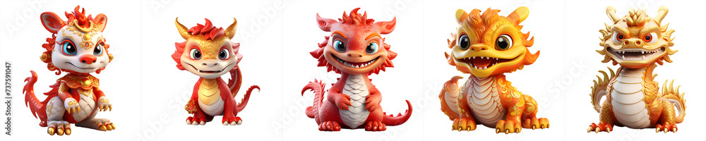 Chinese Dragon collection, png design, chinese new year, on transparent background