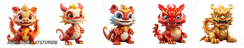 Chinese Dragon collection, png design, chinese new year, on transparent background © Arted