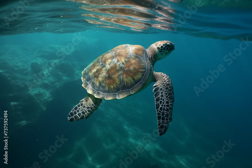 sea turtle swimming in water created using generative Ai tools