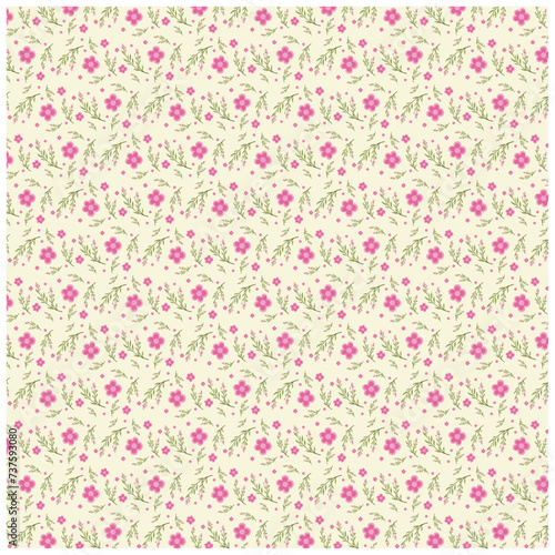 seamless pattern with pink flowers, floral pattern in pastel colors