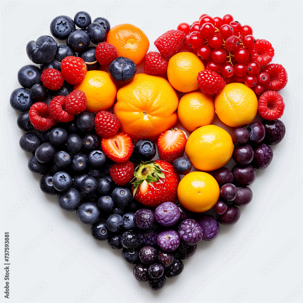fruits gathered in the shape on a heart fruits gathered in the shape on a heart