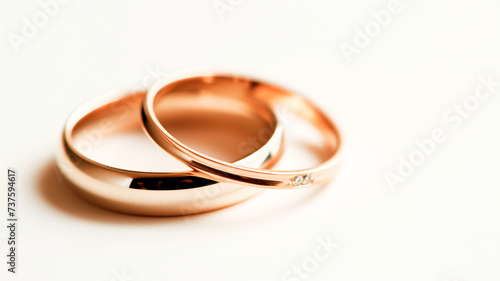 Wedding rings close-up on white background