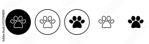 Paw icon set. paw print icon vector. dog or cat paw