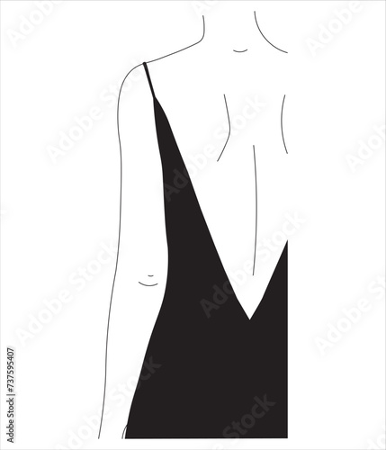 A girl in a black dress with a bare back
