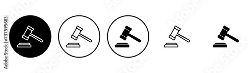 Gavel icon set. judge gavel icon vector. law icon vector. auction hammer