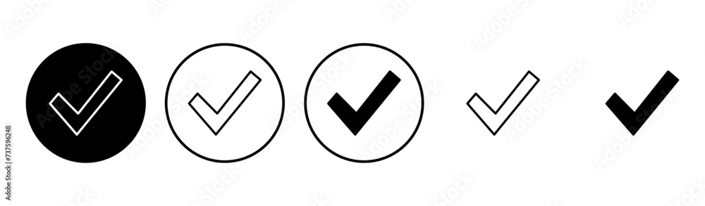 Check mark icon set. Check mark icon. Tick mark symbol vector Check mark icon set. Check mark icon. Tick mark symbol vector