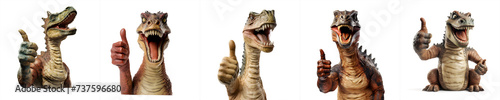 Collection, dinosaur show thumbs-up and okay sign, on transparent background © Arted