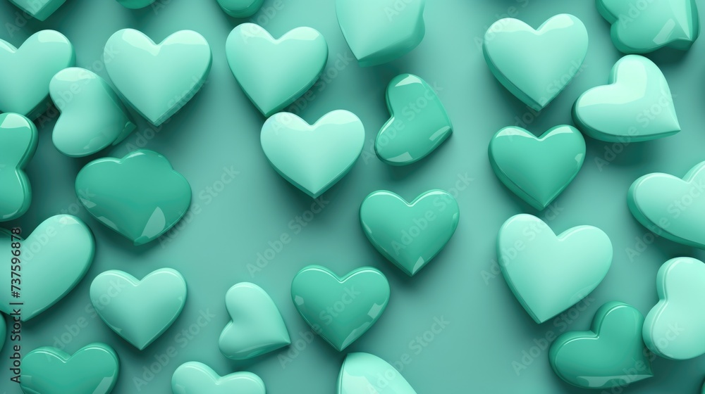 Mint Color Hearts as a background.