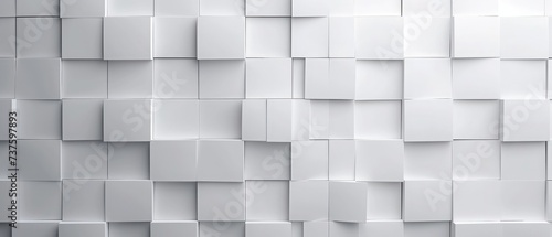 white square pattern background  white panel wall  3d rendering