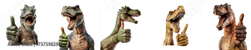 Collection  dinosaur show thumbs-up and okay sign  on transparent background