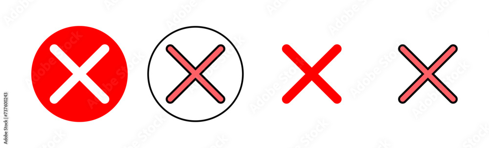 Close icon set illustration. Delete sign and symbol. cross sign Close icon set illustration. Delete sign and symbol. cross sign