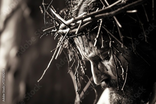 Symbolic image of Jesus wearing a crown of thorns, evoking reflections on sacrifice and redemption in Christian faith