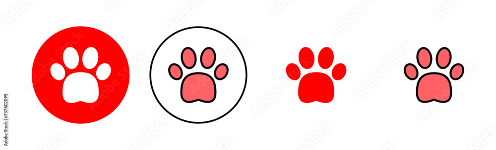 Paw icon set illustration. paw print sign and symbol. dog or cat paw Paw icon set illustration. paw print sign and symbol. dog or cat paw