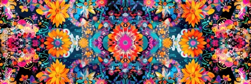Kaleidoscopic light patterns with colorful symmetrical design. Background for technological processes, science, presentations, education, etc