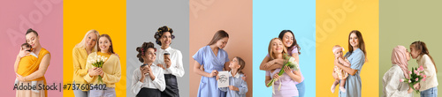 Collage of happy mothers an...