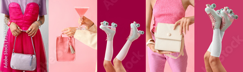 Set of trendy women with st...
