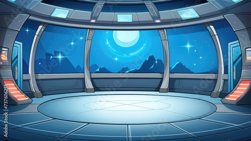 Fototapeta Naklejka Na Ścianę i Meble -  cartoon background interior room sci-fi spaceship.