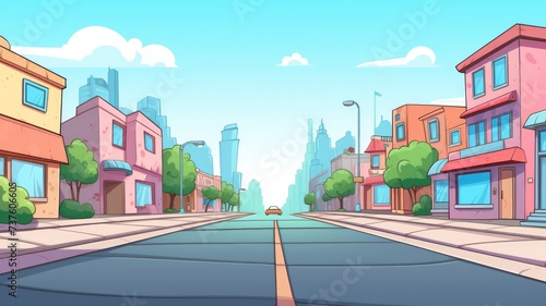 cartoon illustration of city street © chesleatsz