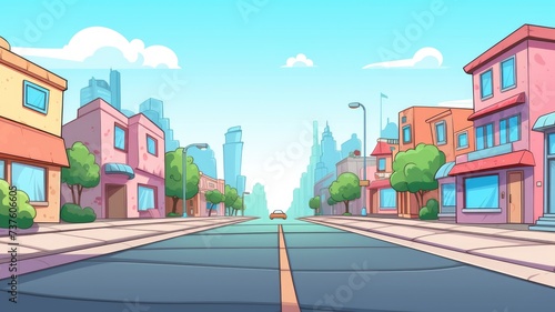 cartoon illustration of city street