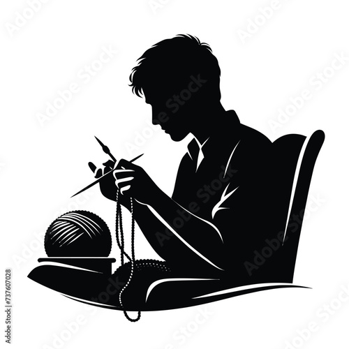 Person Knitting Silhouette