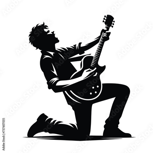 Guitar Player in Action Silhouette