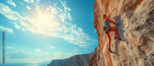 a determined individual scaling a challenging rock wall, showcasing the resilience and perseverance needed to overcome obstacles