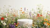 wildflower beauty around product podium