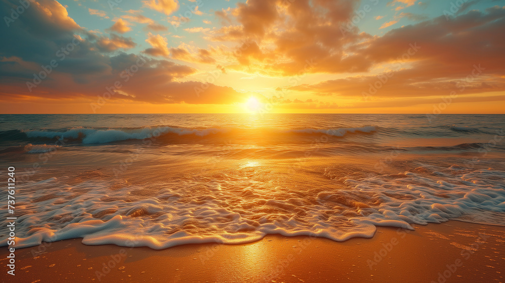 renew with sunrise: golden glow over ocean