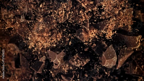 Wallpaper Mural Chunks of chocolate fly up and fall down. Filmed on a high-speed camera at 1000 fps. High quality FullHD footage Torontodigital.ca