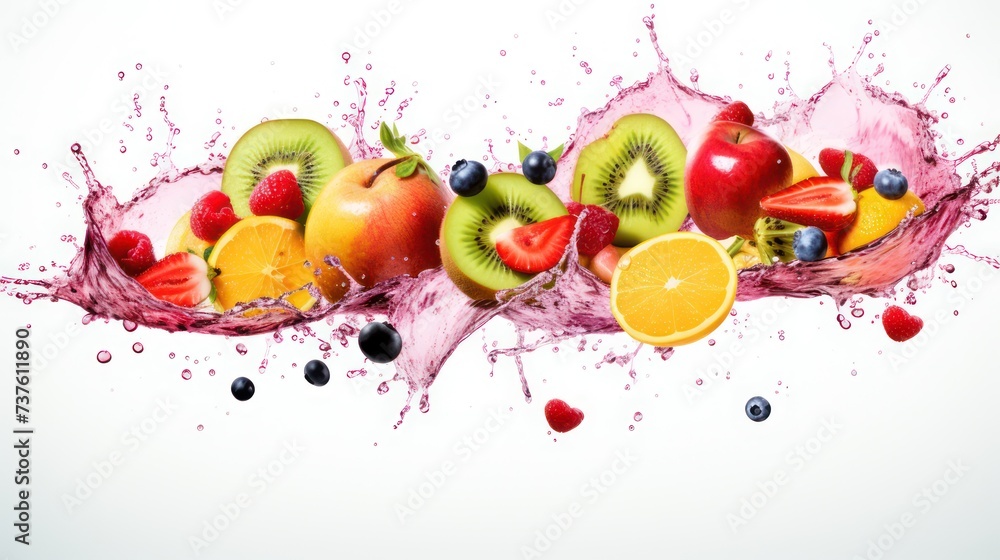 Juicy Citrus Fruit Splash in Studio with Colorful Berry Variation	
