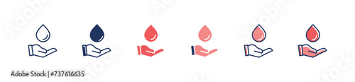 hand holding dripped blood liquid icon set blood donor life charity vector illustration medical donation symbol design