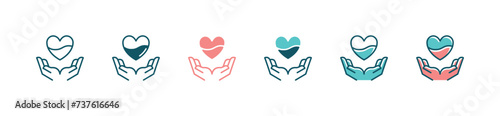 hand holding blood transfusion donor icon set medicals life blood donation vector illustration for web and app photo