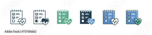 medical diagnosis report icon set checklist information health check up clipboard vector illustration for web and app