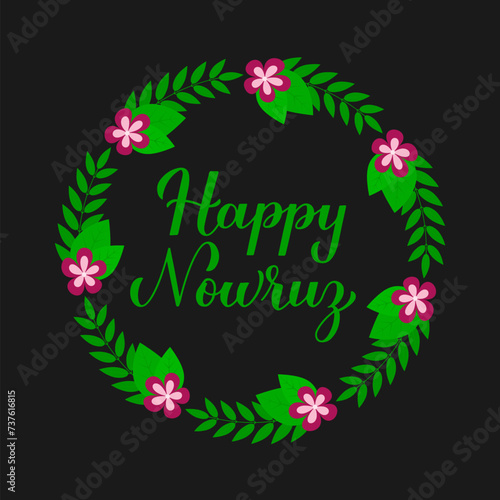 Happy Nowruz calligraphy hand lettering. Iranian or Persian new year sign. Spring holiday vector illustration. Vector template for greeting card, banner, poster, flyer, etc.