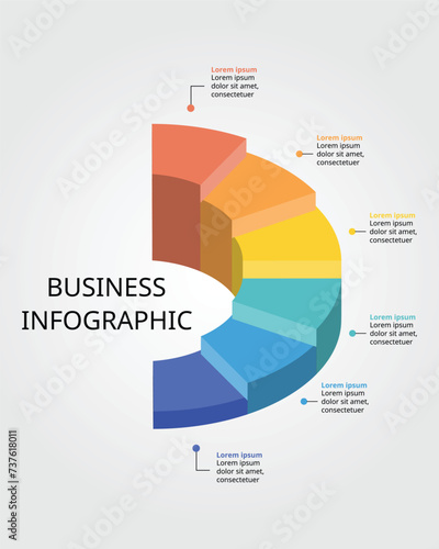 circle pie chart level template for infographic for presentation for 6 element photo