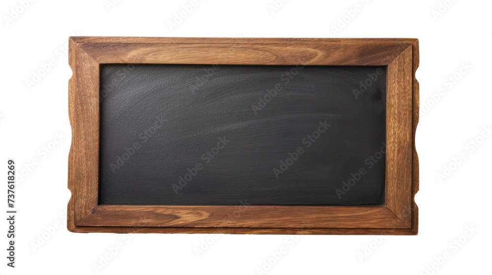 Empty black chalkboard with wooden frame, cut out - stock png. Empty black chalkboard with wooden frame, cut out - stock png.