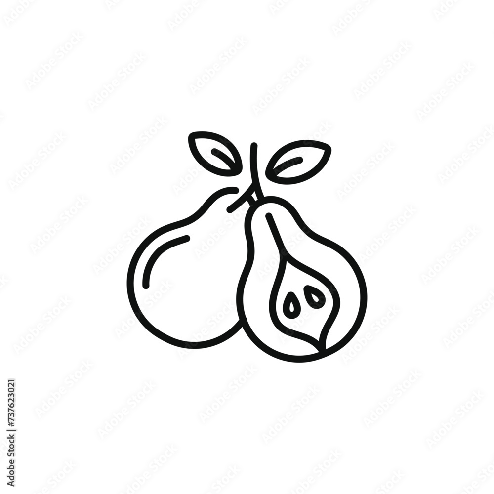 Pear line icon isolated on transparent background Pear line icon isolated on transparent background