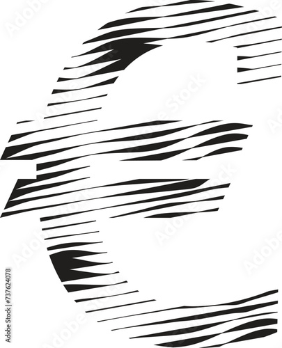 Euro Symbol with stripe motion line logo