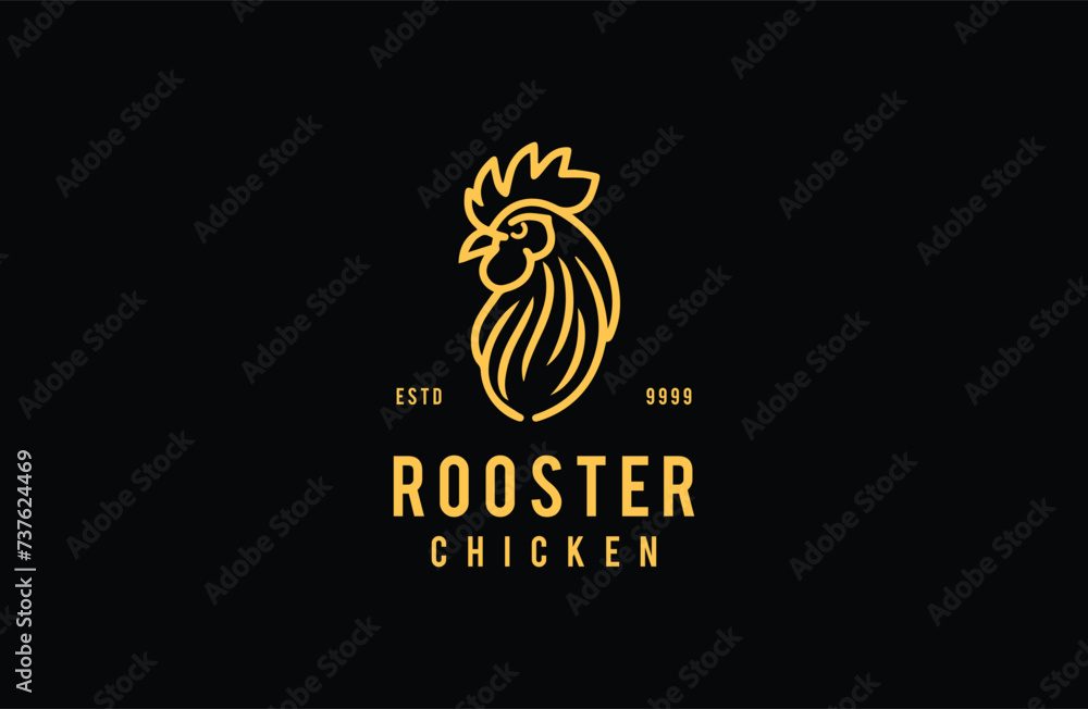 Premium luxury rooster logo vector illustration