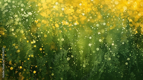 Abstract Golden Speckles on Green Background Texture