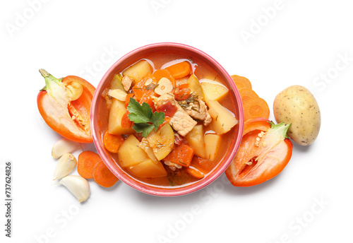 Bowl with delicious beef st...