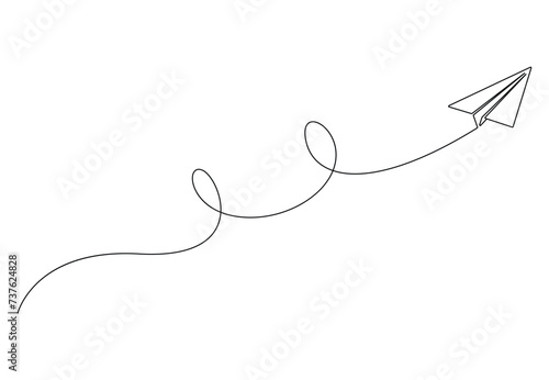 Simple airplane continuous single line drawing vector illustration. Premium vector