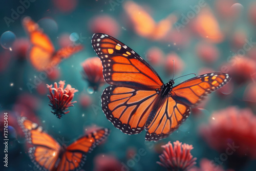 mariposas volando con mensajes inspiradores, simbolizando la transformación y la positividad  photo