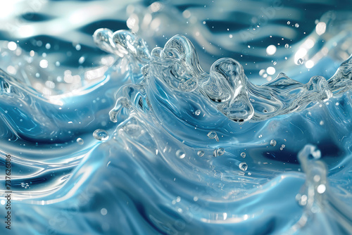 Ilustración digital de elementos de agua integrados en gráficos, creando una sensación de fluidez y calma photo