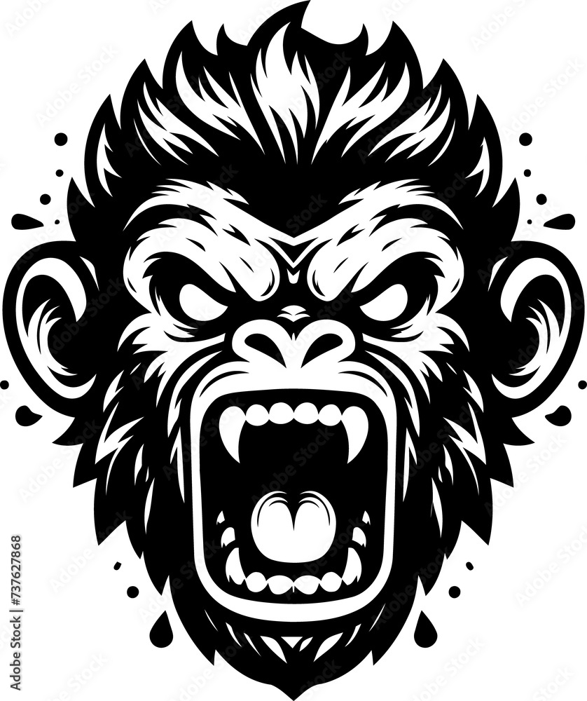Obraz premium monkey, gorilla, orangutan, head, animal illustration