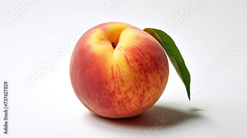 peach on white isolated background, fresh fruits with bright colors.