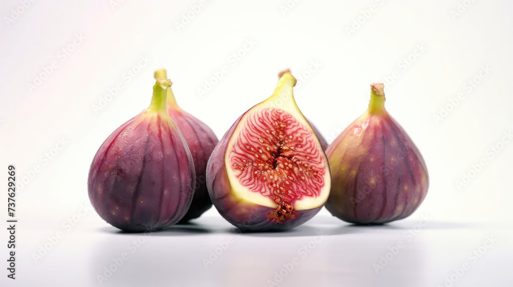 figs on white isolated background, fresh fruits with bright colors. figs on white isolated background, fresh fruits with bright colors.